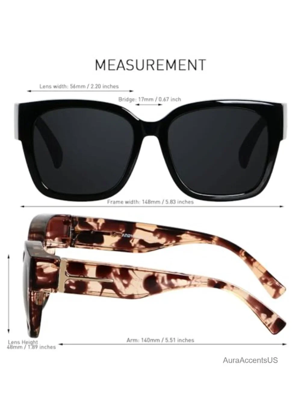 Polarized Fit Over Glasses Sunglasses Oversized Square UV400 TR90